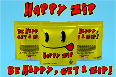 Happy Zip bag slogan